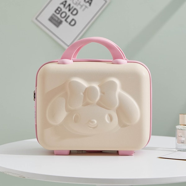 Meikkilaukku 3D Rabbit Sarjakuva Salasana Kannettava Söpökahvainen Kosmetiikkalaukku Naisten Matkailu Valkoinen Punainen 16 tuumaa