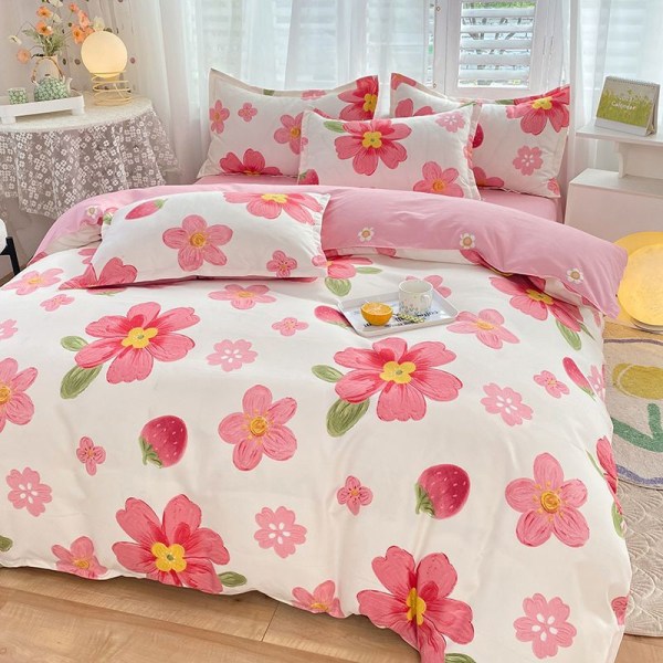 Children's adult style home quilt cover brushed skin-friendly cotton quilt cover thickened sheets to protect your sleep 150x200cm single quilt cover Bathing in the Spring Breeze-Pink