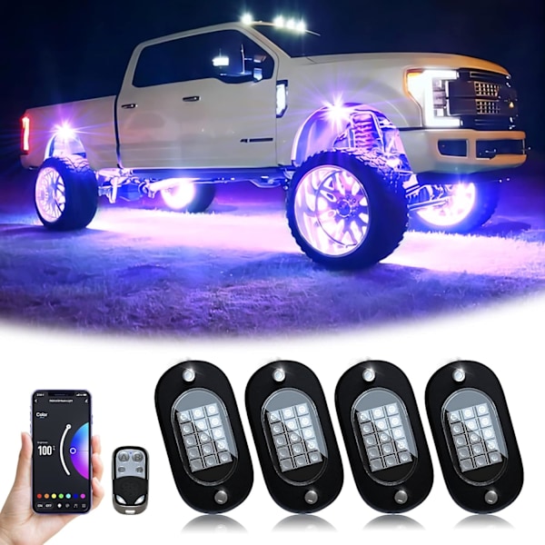 Rock Light-kit Neon Underglow Vattentät Underredsbelysning för Bil Lastbil 4 Poddar