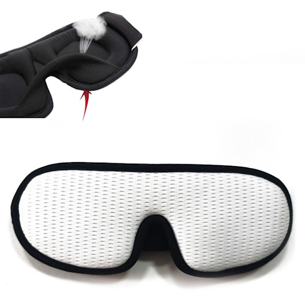 3D sovemaske til stressaflastning og lysafskærmning med justerbar rem - blød sovemaske i hvid