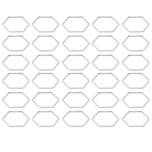 30 st hexagonformade ihåliga hartsramar i rostfritt stål, öppna infattningar, ihåliga hängen, gjutform för DIY-hexagon L