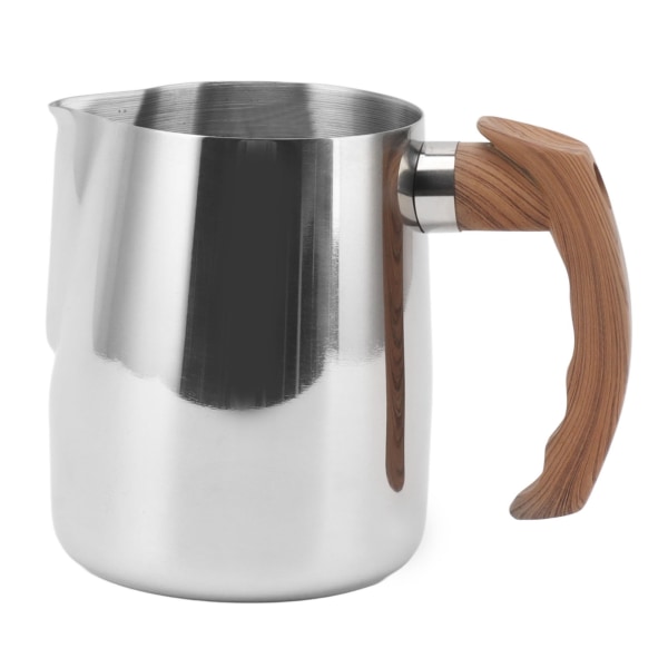 Milk Frothing Cup Inner Scale 304 Stainless Steel Dripless Spout Coffee Steaming Pitcher with Handle Original Color 600ml