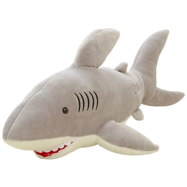 Supersøt Great White Shark Doll Toy Shark Plysj Rag Doll (grå) 70cm