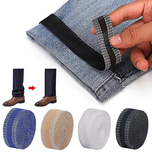Självhäftande tejp för byxor Benfåll Uppläggning Sömnadstejp Stryktejp Byxor Jeans Kläder Längd Förkortning Svart 1m Denim 5m