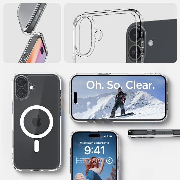 Luksuriøst Magnetisk Klart Cover til i-Phone 16 plus Magsafe Støddæmpende Silikone Skal Transparent