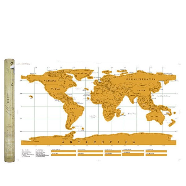 raapuitettu kartta/raaputuskartta/maailmankartta - 88 x 52 cm valkoinen White