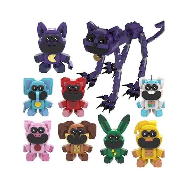 Uudet Smiling Critters Rakennuspalikat Smiling Critters Dogday ja Catnap Palikkasetti Cat Nap Dog Day Catnat Hahmo Syntymäpäivälahja Suuri Violetti Kissa Large Purple Cat