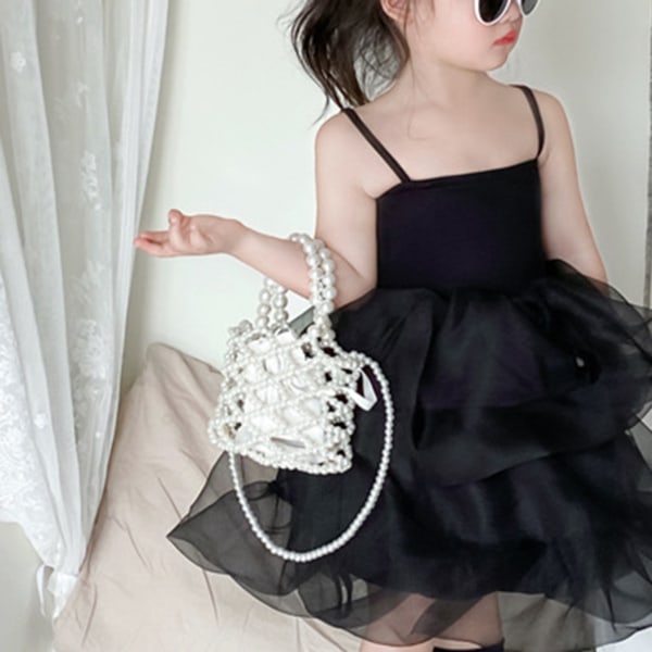 Små piger håndtaske i koreansk stil Sød Stilfuld Udsøgt Skuldertaske, der er nem at bære til børn Vandret design Gratis størrelse