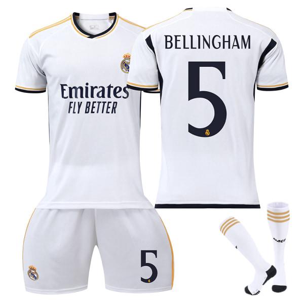 23-24 Bellingham 5 Real Madrid drakt Ny sesong Siste Voksne Fotballdrakter for barn Kids 26(140-150cm)
