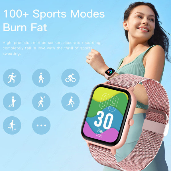 ZL54C Smart Watch 2024 Uusi AI Voice Assistant Sports Mode Bluetooth Call ZL54C Smart Watch Rosa+Rosa Milan Steel