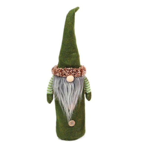 Haloppe Jul Tomte Ansiktslös Gnome Vinflaskfodral Champagneväska Juldekoration Grön