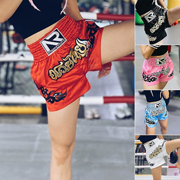 Bokseshorts Antifriktion Muay Thai kickbokseshorts til mænd Hvid M Pink S