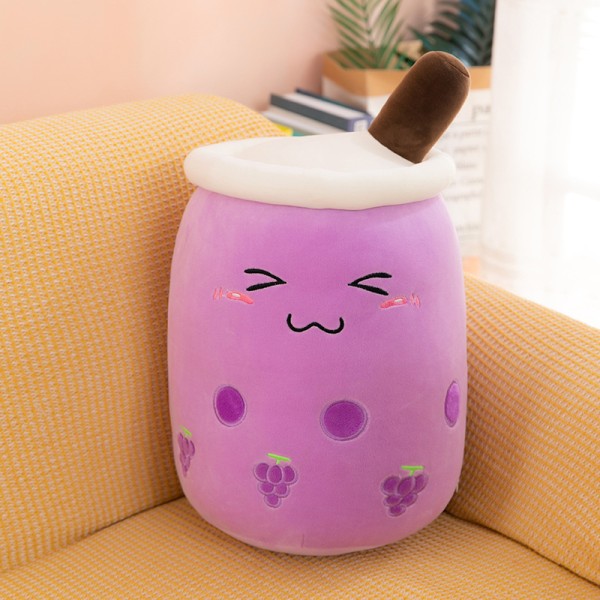 Pearl Milk Tea 35cm Plysjdyr - Plysjdyr - Kawaii myk pute - Milk Tea Cup Pute Julegave til barn Purple happy