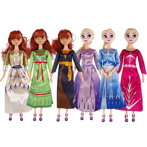 6 stk. 30 cm sne- og isprinsessedukketøj Barbie dukketøj dukke