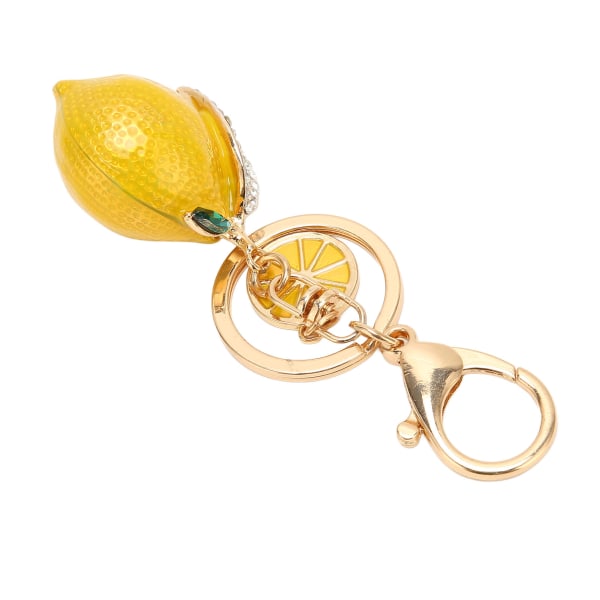 YQ Liten Citron Nyckelring Stark Metall Liten Citron med Strass Utsökta Färger Citron Nyckelring för Nycklar Väska Plånbok Gul