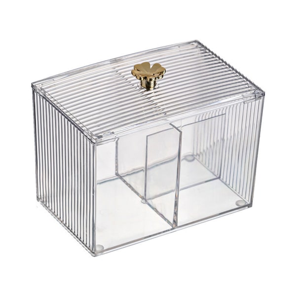 Cotton Pad Storage Box Swab Container Holder Transparent with Lid Grid for Cosmetics Desktop Decoration