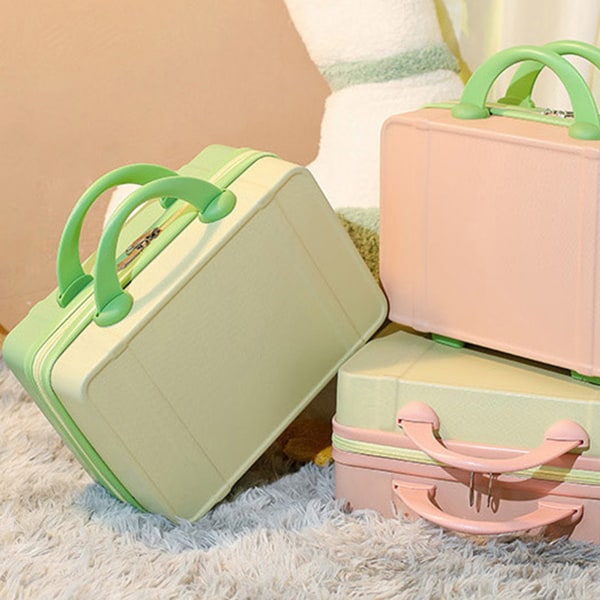 Litet handbagage hårt skal Portabelt moderiktigt bekvämt handtag sminkväska för resor Business Gul grön 14in