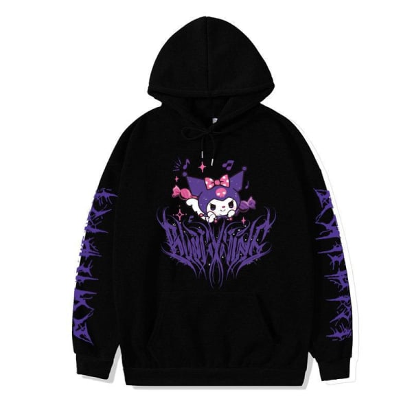 Cute Kuromi Cartoon Anime Hoodies Sweatshirt Women Kawaii Pullover Hooded Tops Cosplay Costume For Fan XS black