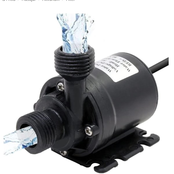 Cirkulationspumpe DC 12V 800L/H 5M Vattencirkulationssystem Sort 1st