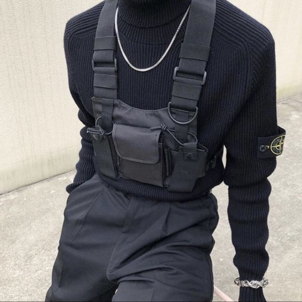 Menn Hip Hop Streetwear Military Chest Rig Bag Funksjonelle midjepakker Justerbare lommer Vest