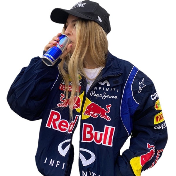 Racingjakke Vintage, Bomberjakke Print, F1 Streetwear Jakke Y2k M