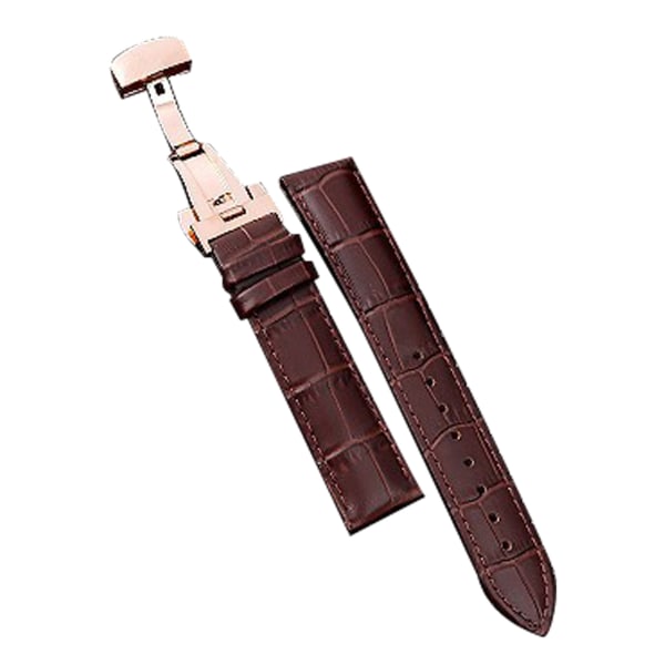 YQ Klockarmband Läder Klockarmband Spänne Stift Universell Tillbehör för Ersättning Brun Klockarmband och Roséguld Spänne 20mm / 0.79in