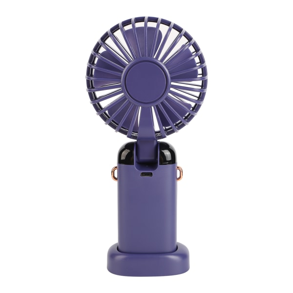 Mini-kädessä pidettävä tuuletin ABS-kannettava digitaalinen näyttö USB-lataus Taitettava kaulaan ripustettava tuuletin hihnalla toimistoon ulkoilmaan sininen