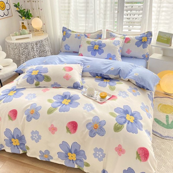 Children's adult style home quilt cover brushed skin-friendly cotton quilt cover thickened sheets to protect your sleep 200x230cm single quilt cover Bathing in the Spring Breeze-Blue