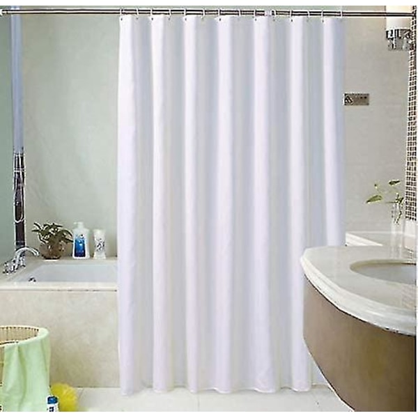 Enkel vit duschdraperi - 180 x 220 cm - Extra lång Styv
