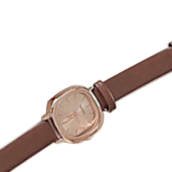 YQ Kvinnors Casual Quartz Klocka med Knappbatteri Glaslinsa Legering Armbandsur för Dagligt Bruk Brun Läderbälte