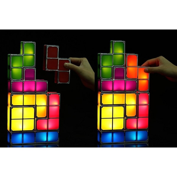 Tetris Lampa, Attoe LED Tetris Stapelbar Nattlampa 7 Färger Induktionslåsbord Europeiska specifikationer