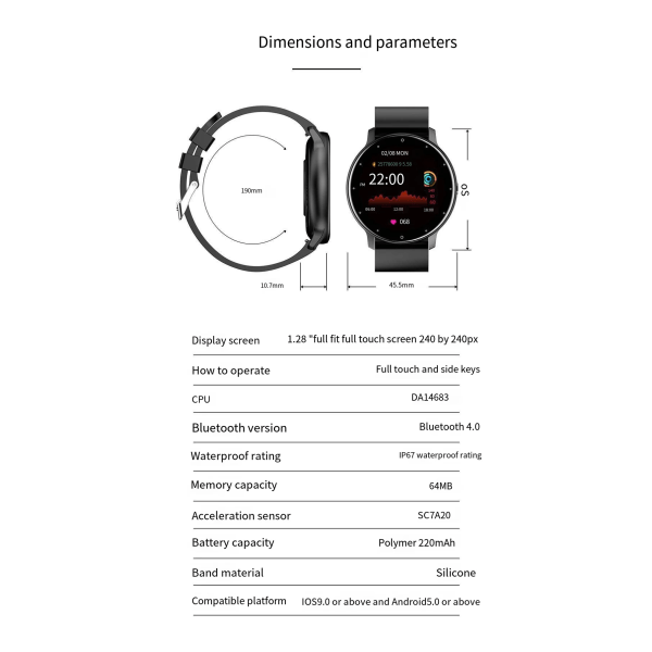 Smartwatch puls blodtryk søvnovervågning Douyin smart armbånd ZL02D vandtæt smart sportsur Pulverlim engelsk version