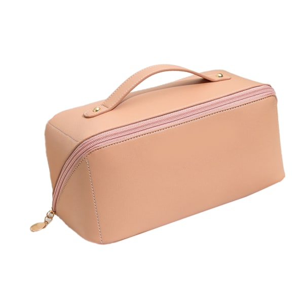 Kosmetiktaske PU Bærbar multifunktionel makeup-taske med stor kapacitet til kvinder, piger, rosa pink fri størrelse
