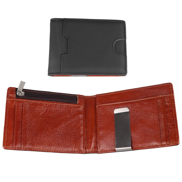 Sort Mænd Card Wallet Bærbar Multipurpose Læder Card Wallet til Business Travel Shopping Sort Gratis Størrelse