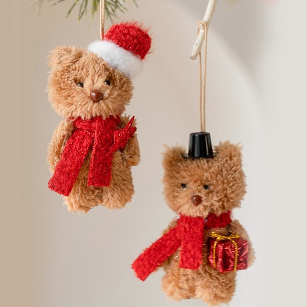 Julgransprydnad Plysch Björn Charm Bordsdekoration Gosedjur Leksak Ornament Festtillbehör GS hat bear