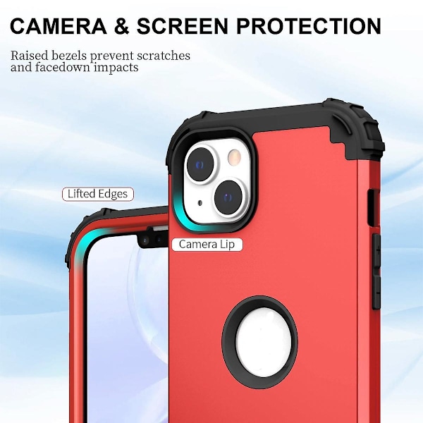 Silikon Hybrid PC-deksel for iPhone 15 Svart Red