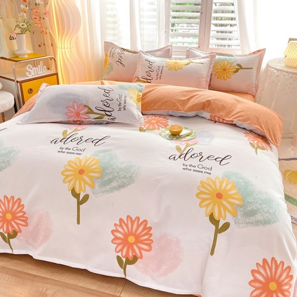 Children's adult style home quilt cover brushed skin-friendly cotton quilt cover thickened sheets to protect your sleep 150x200cm single quilt cover Sunflowers bloom