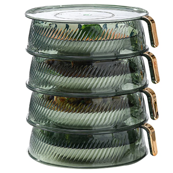 Transparent Green Insulated Food Cover Stackable Multilayer Dustproof Thermal Vegetable Storage Cover 4 Layer