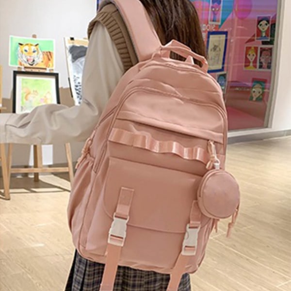 Skoletaske Søde moderigtige multifunktionelle rum Ergonomiske skulderstropper Studenterrygsække til teenagepiger Pink Gratis størrelse