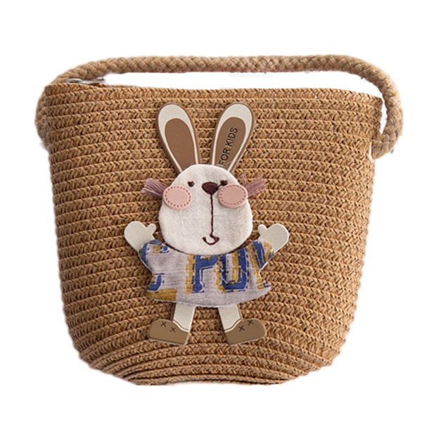 Lasten kesäsarjakuva Rabbit Straw Messenger Laukut Mini Beach Bag Lasten Kid Croosbody Olkalaukku