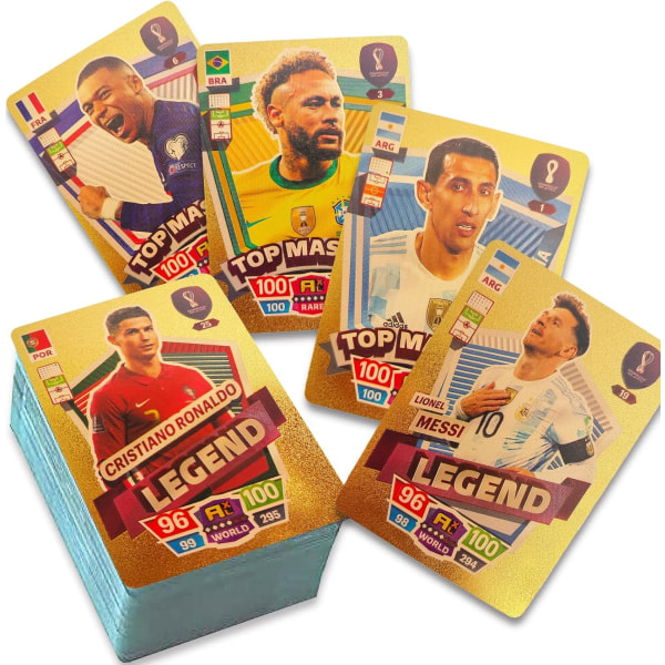 NYTT 55 stk 2022/23 World Cup Soccer Star Card, UEFA Champions League, Soccer Trading Card, Gold Fil Cards, No Repeat