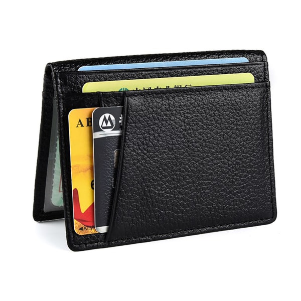 Case i läder Ultratunn korthållare Skyddskortplånbok med ID-fönster