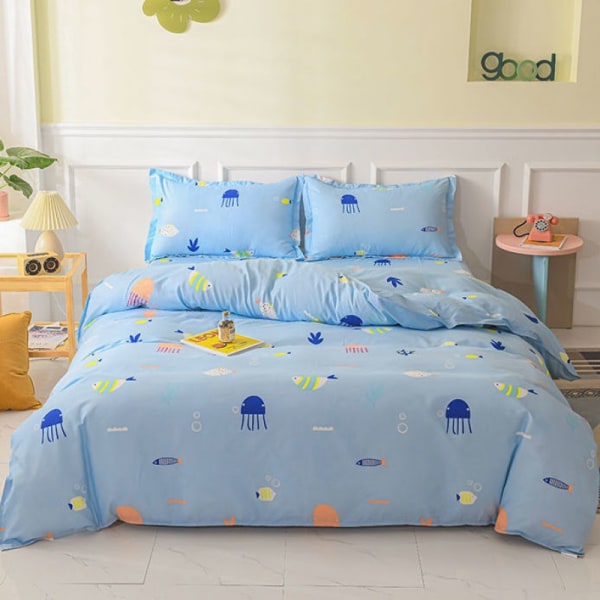 Children's and adult's home quilt cover is skin-friendly, soft and brushed, protecting your sleep 150x200cm quilt cover single piece jellyfish
