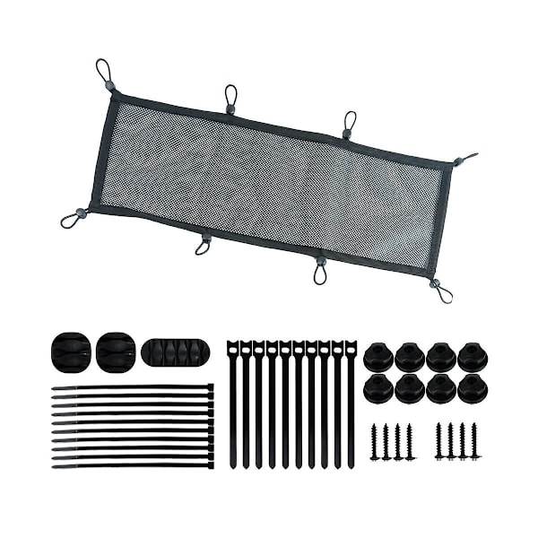 Kabelhanteringsnät under skrivbord, extra kabelnät, flexibelt sekretessnät för kabelhantering, nät under skrivbord [DB] Svart