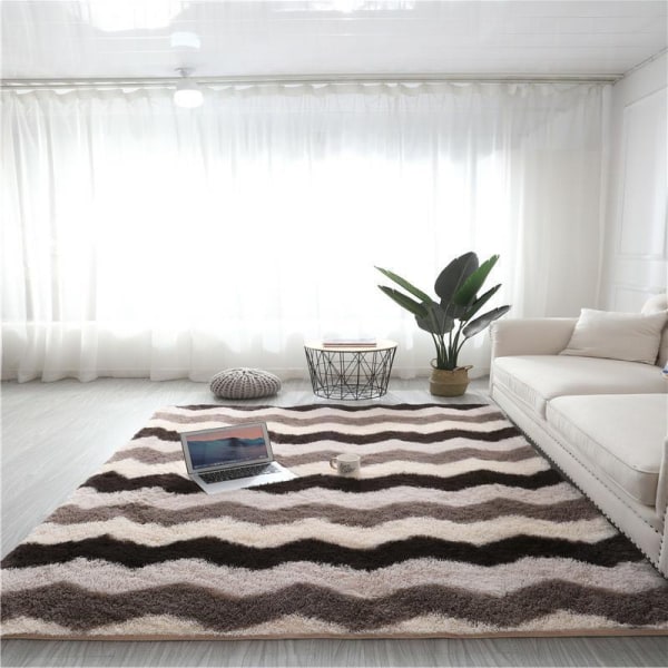 Tie-dyed silk wool pattern carpet bedroom living room bedside long hair modern washable floor mat 40*60 wavy pattern