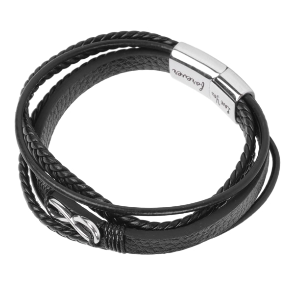 YQ 8-tegns armbånd i lær og rustfritt stål, justerbart, stilig armbånd for menn