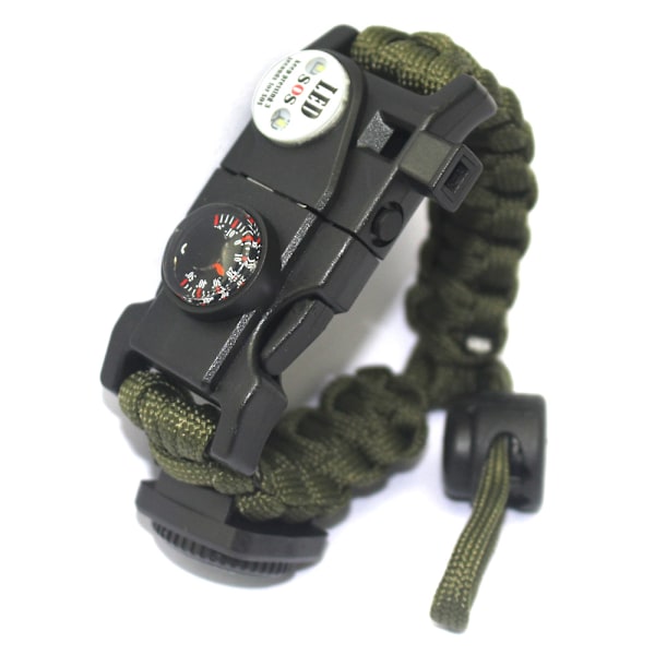 Selviytymis-paracord-rannekoru, tulensytytin, vedenpitävä SOS-valo, kompassi, pilli, 20 in 1, Ultimate Tactical Survival Gear -setti ulkoiluun, lahja sininen Armégrön