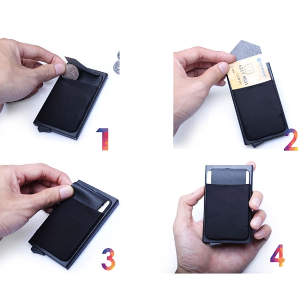 Aluminium RFID-blokkeringslommebok med baklomme ID-kortholder Mini Slim Wallet Automatisk kredittkortmyntpung