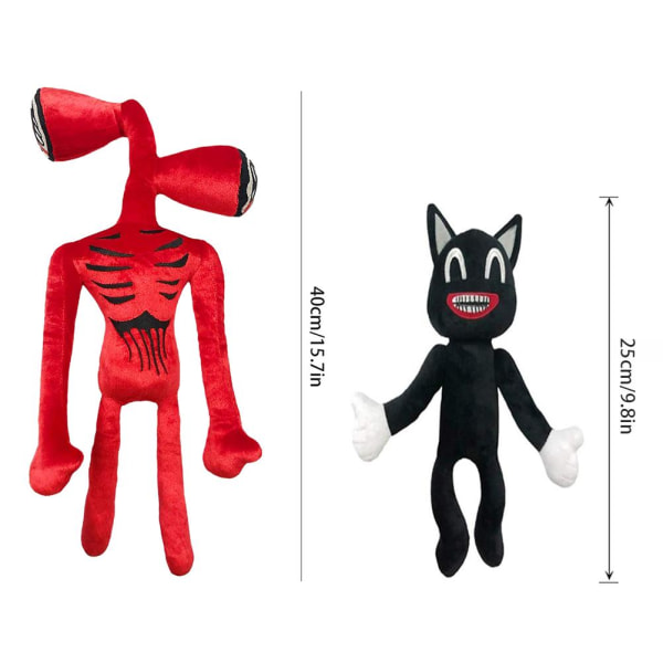 Sireenipää musta kissa nukke nukke poika tyttö set 2kpl (punainen sireenipää + musta kissa)