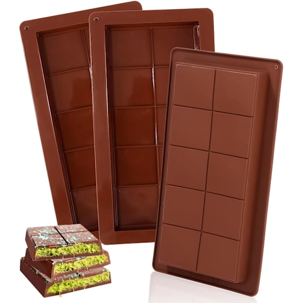Chokoladeform dyb, 3 stykker chokoladetavle ekstra dyb chokoladeform til chokolade praline slik, til egen chokolade